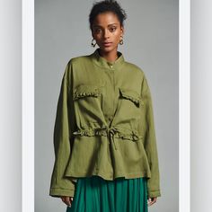 Anthropologie Oversized Utility Jacket Green Women’s Medium New With Tags Womens Anorak Jacket, Green Utility Jacket, Sequin Blazer, Boho Jacket, Anthropologie Jacket, Faux Suede Jacket, Patchwork Jacket, Houndstooth Blazer, Floral Denim