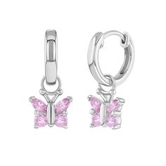 Beautifully designed butterfly dangle hoop earrings that every young girl would love to receive. These gorgeous earrings feature 4 cubic zirconia stones that represent the wings of the butterfly. Crafted in a 925 sterling silver, making it safe and comfortable for young girls who have sensitive skin. These cute earrings make a great gift for any occasion for your favorite butterfly loving little girl. A complimentary gift box is included for easy gifting! Age Group: Beautiful Fit for Young Girls Dangle Hoop Earrings, The Wings, Butterfly Earrings, Girls Earrings, The Butterfly, Gorgeous Earrings, 925 Sterling Silver Earrings, Huggies Earrings, Cute Earrings