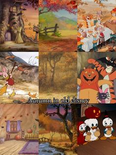 cartoon characters from winnie the pooh and other disney movies are shown in this collage