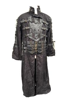 "This is a rare opportunity to buy an original SDL black Steampunk / gothic HEAVY cotton long matrix jacket . Whitby gothic and gothic steampunk matrix gear It is very highly quality and well presented. It has so much detail on the front with metal bronze trim buckles detail. It also has detail on the back in leatherette and corsetted sleeve detail. This is a free size and fits upto a chest 48\"  Chest up-to 48\"approx  Length 58\"approx Sleeves 25\" approx It is fully lined and extremely heavy Black Metal Outfit, Gothic Rivets Outerwear For Cosplay, Gothic Outerwear With Rivets, Black Gothic Outerwear With Zipper Closure, Victorian Steampunk Coats & Jackets, Black Cotton Jacket, Steampunk Coat, Metal Outfit, Victorian Goth Coats & Jackets