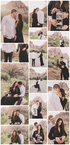 a collage of people taking pictures in the desert