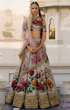 A summer wedding wardrobe is indeed incomplete without some florals. Price:-₹2,990.00 Visit Our Website. Sabyasachi Lehenga, Saree Bollywood, Floral Lehenga, Indian Bridal Lehenga, Red Lehenga, Indian Bridal Wear, Indian Lehenga, Ghagra Choli, Party Wear Lehenga