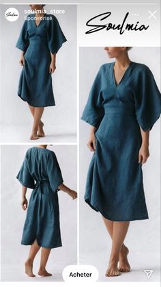 Diy Linen Dress, Linen Style Fashion, Long Skirt Fashion, Trendy Dress Outfits, Africa Fashion, Classic Dress, Japan Fashion, Linen Dresses