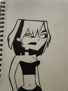 a drawing of a girl in black and white