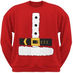 Santa Claus Costume Crew Neck Sweatshirt Men's Sweatshirts Old Glory Red Holiday Sweatshirt For Winter, Red Casual Holiday Sweatshirt, Casual Red Sweatshirt For Holidays, Casual Red Holiday Sweatshirt, Red Christmas Holiday Sweatshirt, Red Crew Neck Sweatshirt For Winter, Red Crew Neck Christmas Top, Red Crew Neck Top For Christmas, Red Crew Neck Tops For Winter