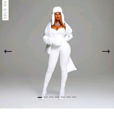 Sexy White Catsuit That I Wish I Could Fit, But I Can't Up For Grabs. I Actually Ordered The Wrong Size. #Ivypark #Beyonce #Catsuit White Fitted Winter Jumpsuit, White Fitted Jumpsuits And Rompers For Winter, Fitted White Jumpsuits And Rompers For Winter, White Catsuit, Adidas Ivy Park, Wide Leg Romper, Velour Pants, Linen Romper, Winter Leggings