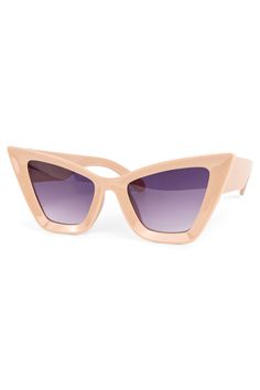 So chic! These large frame cat eye sunglasses add an air of sophistication and style in a striking apricot-beige hue. Apricot Beige, Large Frames, Cat Eye Sunglasses, Apricot, Cat Eye, Sunglasses, Frame