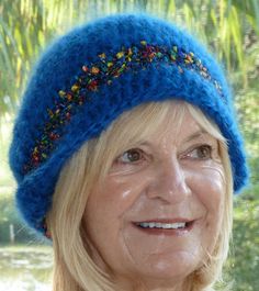 Blue Crochet Hat  Woman's Winter Hat  Royal Blue by hatsbyanne1942, $45.00 Blue Brimmed Crochet Hat, Blue Crochet Yarn Hat For Winter, Blue Yarn Crochet Hat For Winter, Blue Winter Crochet Yarn Hat, Blue Warm Crochet Yarn Hat, Blue Warm Crochet Hat, Warm Blue Yarn Hat, Blue One Size Crochet Hat, Hand Knitted Blue Brimmed Hat