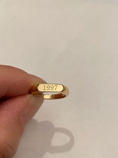 Handmade 14k Gold Engraved Promise Ring, Vintage Adjustable Personalized Signet Ring, Vintage Ring For Birthday, Handmade Gold Ring For Birthday, Handmade 14k Gold Signet Promise Ring, Handmade 14k Gold Open Engraved Ring, Vintage Open Ring For Gift, Vintage Adjustable Initial Ring Personalized, Vintage Personalized Open Ring