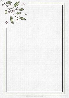 a blank paper with an olive branch on the bottom and green leaves in the middle