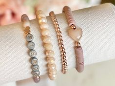 Heart Crystal Stack Beaded Bracelets Stackable Bracelets | Etsy Trendy Rose Gold Charm Bracelet For Everyday, Trendy Everyday Rose Gold Charm Bracelet, Elegant Rose Gold Bracelet With Letter Beads, Adjustable Trendy Rose Gold Beaded Bracelets, Trendy Adjustable Rose Gold Beaded Bracelets, Trendy Rose Gold Bracelets With Round Beads, Trendy Rose Gold Beaded Bracelets, Adjustable Rose Gold Beaded Bracelets For Valentine's Day, Adjustable Rose Gold Beaded Bracelet For Valentine's Day