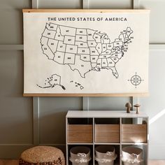 the united states of america is on display in a room with baskets and a cake