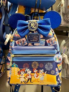 WDW - Disney’s Riviera Resort - Loungefly Minnie Blue Postcard Ear Backpack Best Disney Hotels, Loungefly Purse, Disney Tote Bags, Loungefly Backpack, Resort Logo, Disney Loungefly, Disney Trip Planning, Disney Hotels, Disney Vacation Club