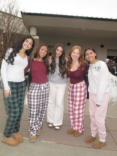 #pjs #pjday #school #spiritweek #spiritsay #pajamas #bffs #friends #girls #plaid #aesthetic #pinterest #valentines Football Game Pajama Theme, Pyjama Day Outfits School, Pajamas To Wear To School, Pajamas School Outfits, What To Wear For Pj Day At School, Pajamas Spirit Week, What To Wear With Pajama Pants To School, Pajama Spirit Day Outfit, School Spirt Days Outfits