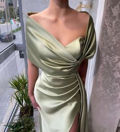 Dusty Sage, V Neck Prom Dresses, Evening Party Gowns, Cocktail Gowns, Evening Dress Fashion, A Line Prom Dresses, Satin Prom Dress, Mermaid Evening Dresses, Evening Formal