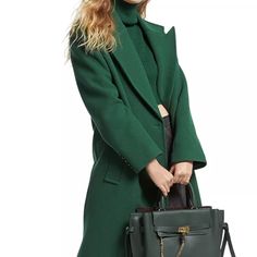 Green Oversized Coat, Medium Size, Worn Once Trendy Green Formal Outerwear, Chic Oversized Outerwear For Work, Oversized Chic Pea Coat For Formal Occasions, Elegant Oversized Pea Coat For Office, Chic Oversized Pea Coat For Work, Chic Green Single-breasted Outerwear, Chic Green Outerwear For Office, Chic Green Office Outerwear, Elegant Oversized Green Outerwear