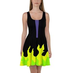 Maleficent Sleeping Beauty Inspired Skater Dress Maleficent Sleeping Beauty, Digital Rendering, Disney Film, Sublimation Printer, Dresses Xxl, Fabric Making, Maleficent, Printed Dress, Fall Dresses