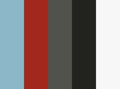 the color palette is red, black, and blue