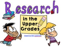 children holding up a sign that says research in the upper grade