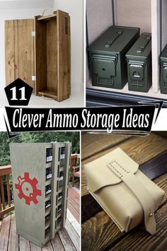 several different types of storage boxes with labels on them and the words clever armo storage ideas