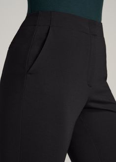 About Our Tall Women’s Slacks Take your workweek wardrobe to the next level in these chic women’s tall dress pants. When it comes to office wear, you want to look and feel your best – but that can be hard when you can’t find clothes that fit your beautiful tall silhouette. It's time to wave goodbye to the days of pants that are way too cropped or have an awkward fit and pick up a pair made for your height. We designed these pants exclusively for women between 5’9” and 6’6” with the finest attent Decent Trousers For Ladies, Chic Straight Career Pants, Chic Career Straight Pants, Elegant Ankle-length Pants For Office Wear, Chic Straight Leg Career Dress Pants, Elegant Straight Leg Office Pants, Elegant Formal Wide Leg Pants With Straight Silhouette, Chic Straight Leg Dress Pants For Career, Sleek Wide-leg Pantsuit For Business