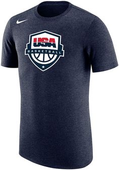 the nike usa basketball team's logo on a navy shirt