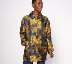 Chic and comfy, you'll be delighted to add this floral jacquard jacket to your outerwear collection. The button-front stunner will be a hit everywhere you wear it. From Isaac Mizrahi Live!TM. Jacquard Jacket, Floral Jacquard, Isaac Mizrahi, Blazer Fashion, Wear It, Blazer Jacket, Relaxed Fit, Blazer, Floral