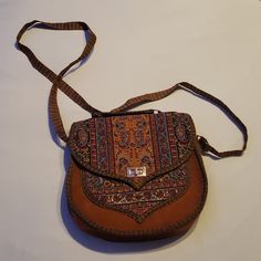 Brand New Embroidered Brown Crossbody Shoulder Bag, Brown Bohemian Cotton Shoulder Bag, Bohemian Embroidered Brown Shoulder Bag, Artisan Brown Embroidered Shoulder Bag, Brown Embroidered Crossbody Shoulder Bag, Santorini, Bag Lady, Brand New, Purses And Bags