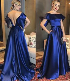 Royal Blue Satin Prom Dress, A Line Ball Gown, Satin Formal Gown, Blue Dresses For Women, Prom Dresses Off The Shoulder, Royal Blue Prom, Dresses Off The Shoulder, Blue Prom Dresses, Satin Formal Dress