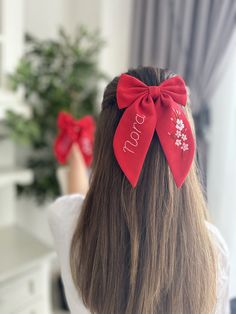 * Our Stylish and Modern Design Hair Accessories are Suitable for Adult Women, Girls and Babies. * You can make yourself and your loved ones happy with our Personalized Custom Name, Letter and Cherry japanese Blossom Hand Embroidered Gift Hair Bows that we have prepared with care and love for you and your loved ones. * Custom Initial Hand Hair Bows ; * 100% Handmade Hair Clips. * Hair Barrettes are produced from Organic Linen Fabric and Cotton yarn. * Durable metal clips are used in our bows. * Hand Embroidered Gifts, Embroidered Hair Bows, Baby Hair Bow, Bow Birthday, Japanese Blossom, Homemade Bows, Diy Hair Accessories Ribbon, Personalized Bow, Handmade Hair Clip