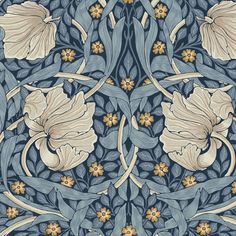 an intricately designed wallpaper with flowers and leaves