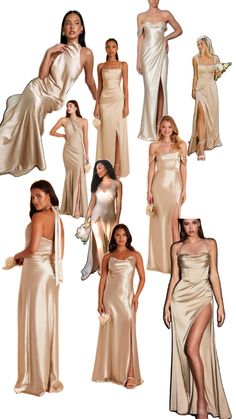 Champagne And Gold Wedding, Wedding Core, Bridesmaid Dress Color Schemes, Classy Bachelorette, Wedding Motif, Classy Bachelorette Party, Formal Wedding Attire, Wedding Motifs, Bridesmaids Hair