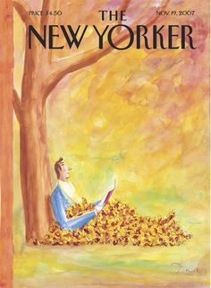 the new yorker magazine cover with a man sitting in front of a tree