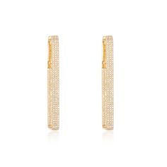 Three Line Pave Rectangular Hoop Earrings MATERIALS Available in 14k Yellow Gold, 14k White Gold, and 14k Rose Gold. DETAILS Diamonds 1.20CT Dimensions: 45mm X 11.5mm *If required, please allow 6-8 weeks for delivery. Rush options may be available, please contact hello@alevjewelry.com 8 Weeks, Gold Details, Rush, Hoop Earrings, Diamonds, White Gold, Yellow Gold, Rose Gold, Yellow