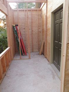 the inside of a house being built with wood framing