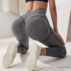 Lasaky - Tight-Fitting Workout Pants with Hidden Seam High Waist High Stretch Gray Pants, Gray High Waist High Stretch Pants, Gray Fitted High-waisted Pants, Fitted Gray High-waisted Pants, Tight High-waisted Gray Bottoms, High Waist Stretch Gray Pants, Gray High Waist Stretch Pants, Gray Stretch High Waist Pants, Fitted High Waist Gym Pants