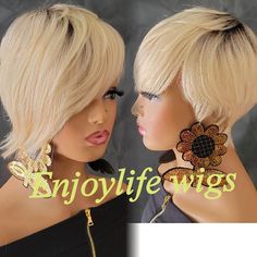 Blonde Dark Root Wowfactor Celebrity Pixie 100% Human Hair Wig This Wig Is Short Sexy And Natural Looking Can Be Dyed Or Bleached Bob Human Hair Wigs, Blonde With Dark Roots, Medium Bob, Wig Color, 100 Human Hair Wigs, Hair Crush, Dark Roots, Human Hair Wig, Wigs For Black Women