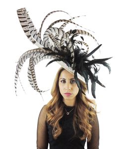 Spring Summer Collection Cinna Fascinator Base measures 12 inches Beautiful Lady Amhurst Natural Pheasant Tail Feathers (please note they are naturally a greyish tone and not a brilliant white) hand curled with a mass of coque and hackle. We can do this in other colours. please email us for colour requests. With black headband Due to the size this must be sent UPS Please be aware that all fascinators & hats are made to order and during busier times during April May & June dispatch can ta Elegant Summer Hat For Costume Party, Elegant Mini Hats For Kentucky Derby Costume Party, Elegant Hats For Costume Party And Carnival, Elegant Headpieces For Kentucky Derby Costume Party, Elegant Hats For Carnival Costume Party, Elegant Fascinator For Royal Ascot Costume Party, Elegant Fascinator For Costume Party At Royal Ascot, Elegant Top Hat For Kentucky Derby Costume Party, Feathered Costume Hats For Races