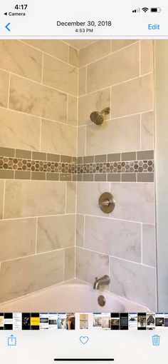 an iphone photo of a shower with tile