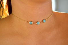 Chain is adjustable. Minimalist Blue Jewelry With Adjustable Length, Minimalist Blue Choker Jewelry, Blue Minimalist Choker Jewelry, Light Blue Adjustable Dainty Jewelry, Minimalist Adjustable Blue Choker, Trendy Blue Jewelry With Adjustable Length, Blue Adjustable Chain Choker Jewelry, Minimalist Blue Choker Necklace, Blue Dainty Choker Necklace