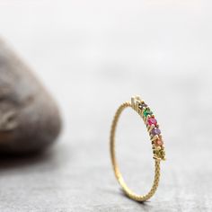 Gold Half Eternity Ring Emerald Ruby Blue Topaz | Etsy Elegant Rainbow Sapphire Ring As Gift, Elegant Rainbow Sapphire Ring Gift, Rainbow Birthstone Rings In Fine Jewelry, Rainbow Birthstone Rings Fine Jewelry, Rainbow Birthstone Rings As Gift, Rainbow Sapphire Ring Fine Jewelry Gift, Rainbow Sapphire Ring As Gift, Rainbow Sapphire Ring For Gift, Multicolor 14k Gold Birthstone Ring As Gift