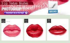 the website for photoshop is showing different lips and lipstick colors, including pinks, red