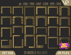 the golden frames are ready to be cut out and put into an ornate pattern for your project