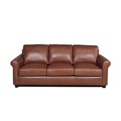 a brown leather couch on a white background