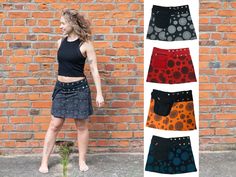 "CULTURAL ROOTS PRINTED MINI SKIRT WITH SIDE POUCH 🌹 Waist - 28\" - 38\" Comfortable fit  🌹 15\" length  🌹 Durable 100% Woven Cotton  🌹 Metal Stud Fasteners  🌹 Block Printed Material By Hand 🌹 Side Pouch w/ Zip & Velcro Pocket  🌹 Shipped from the UK 💎 Cultural Roots Dresses & Skirts Collection ➡️ https://www.etsy.com/uk/shop/CulturalRoots?ref=simple-shop-header-name&listing_id=751457881&section_id=21234190 💎 Cultural Roots Store Front Page ➡️ https://www.etsy.com/uk/shop/CulturalRoots C Punk Style Cotton Mini Skirt, Casual Cotton Mini Skirt For Festival, Casual Black Mini Skirt For Festival, Black Cotton Skirt For Festival, Roots Clothing, Skirts Collection, Punk Festival, Printed Mini Skirt, Store Front