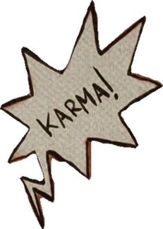 the word karma is written in black and white with an arrow pointing up to it