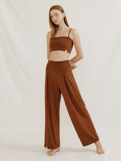 Composition : RAYON 92% + POLYURETHANE 8%Color : Off-White, Brown, BlackCountry of Origin : China Versatile High Waist Yoga Pants For Summer, Chic Yoga Straight Pants, Versatile Wide Leg Brown Pants, Casual High Waist Wide Leg Pants With 4-way Stretch, Chic Straight Yoga Pants, Casual High-waist Wide Leg Pants With 4-way Stretch, Versatile Brown Wide-leg Pants, Brown Full-length Yoga Bottoms, Brown Full Length Yoga Pants