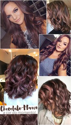 Chocolate Cake Hair Color, Chocolate Mauve Hair Color, Chocolate Mauve Hair, Rose Brunette, Aesthetic Balayage, Fall Haircolor, Rose Highlights, Hair Colors And Styles, Fall Brunette