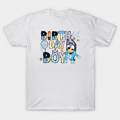 a white birthday shirt with an image of a penguin and the words happy birthday boy on it