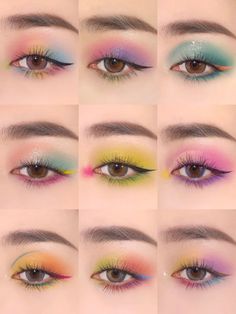 Eye Makeup Looks, Colorful Makeup Looks Eyeshadows, Cool Colorful Eyeshadow Looks, Cool Eye Shadow Looks, Gradient Eye Makeup, Colorful Eye Makeup Looks, Makeup Looks Ideas Creative, Colorful Easy Eye Makeup, Colorful Everyday Eye Makeup, Easy Colourful Eye Makeup